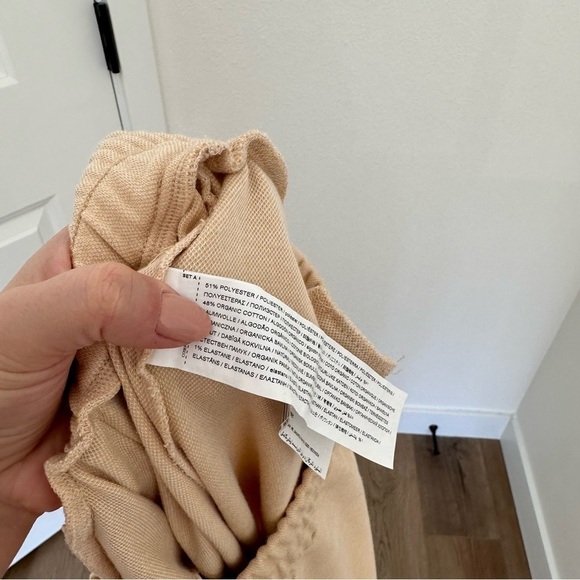 Mango Elastic Waist Pull On Casual Pants Beige Cream Size S Women’s Slim Fit - Picture 9 of 10